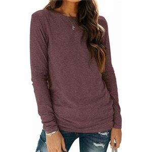 Women's Long Sleeve Round Neck Shirt – Basic Tee, Casual Fall Tunic
